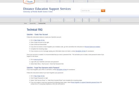 Technical FAQ » Distance Education Support Services » UF ...