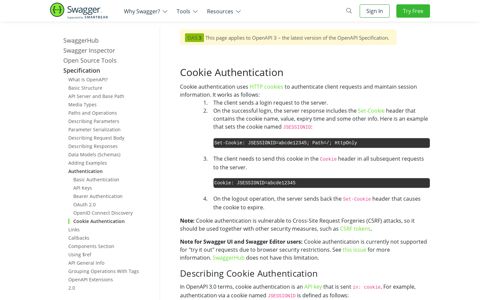 Cookie Authentication - Swagger