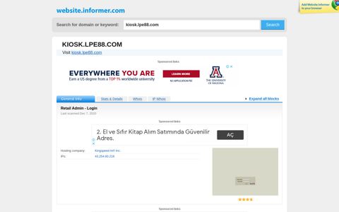 kiosk.lpe88.com at WI. Retail Admin - Login - Website Informer