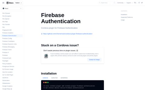 Firebase Authentication - Ionic Documentation