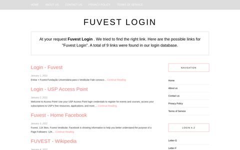 Fuvest Login - Global Login Database