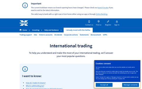 International trading | Investing | Halifax