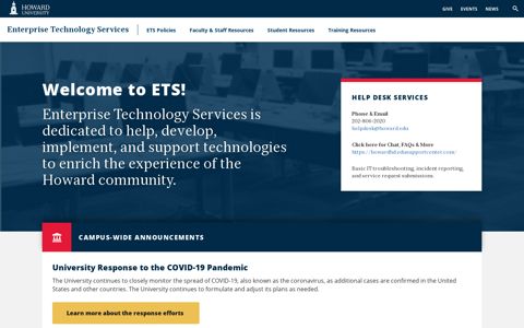 Howard University Enterprise Technology Services: Homepage