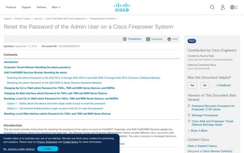 Reset the Password of the Admin User on a Cisco Firepower ...