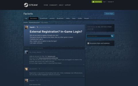 External Registration? In-Game Login? :: Factorio General ...