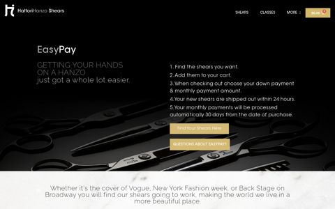 Easy Pay Details for Hanzo Stylists - Hattori Hanzo Shears