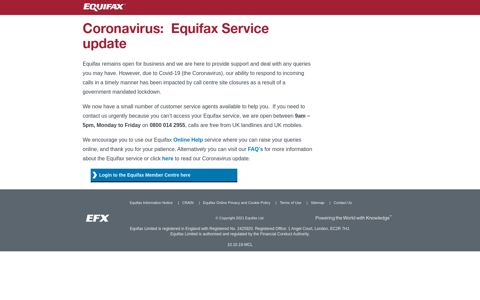 Equifax response to Covid-19 Corona Virus MCL | Equifax UK