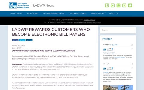 ladwp rewards customers who become electronic bill payers
