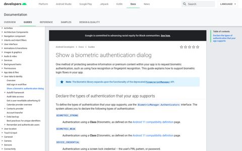 Show a biometric authentication dialog | Android Developers