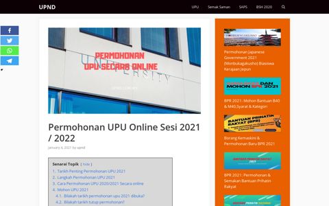 UPU Online 2020: Permohonan UPU Lepasan SPM dan ...