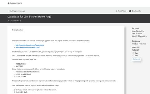 LexisNexis for Law Schools Home Page