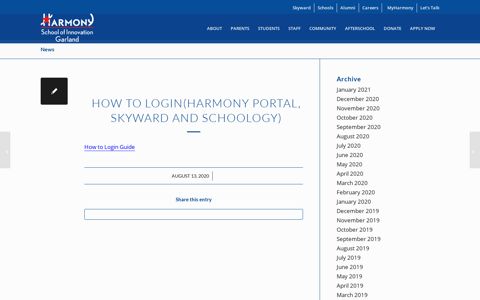 How to Login(Harmony Portal, Skyward and Schoology ...