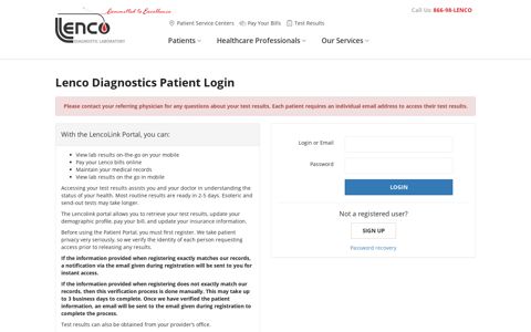 Lenco Patient Portal - LencoLink Portal