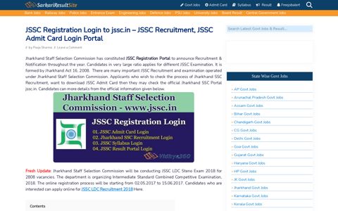 JSSC Registration Login to jssc.in - JSSC Recruitment, JSSC ...