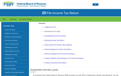 File Income Tax Return - Federal Board Of Revenue ... - FBR