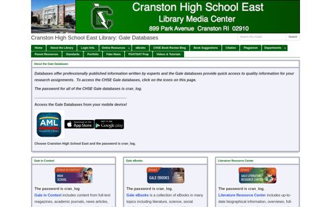 Gale Databases - Cranston High School East Library - RILINK ...