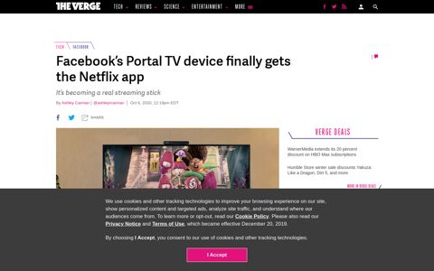 Facebook's Portal TV device finally gets the Netflix app - The ...