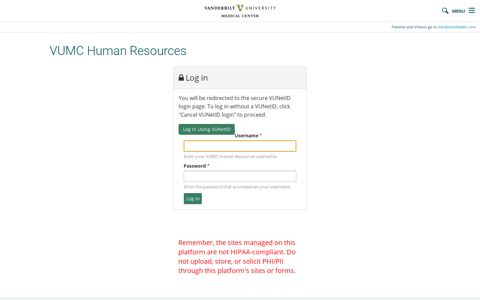 Log in | VUMC Human Resources