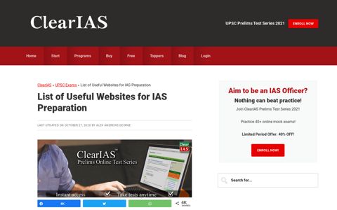 List of Useful Websites for IAS Preparation - ClearIAS.com