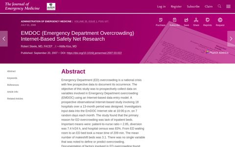 EMDOC (Emergency Department Overcrowding) Internet ...
