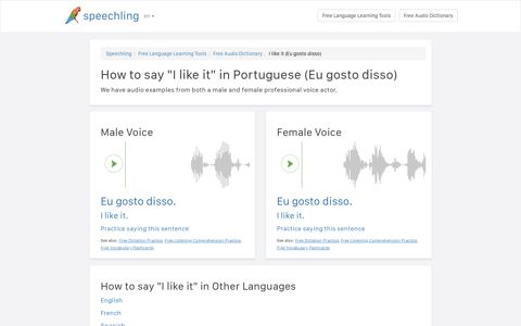 How to say "I like it" in Portuguese (Eu gosto disso) - Speechling