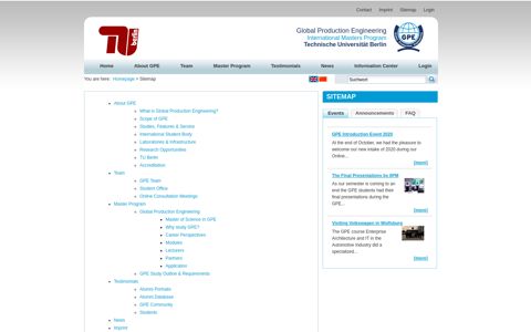 Sitemap - Global Production Engineering - TU Berlin