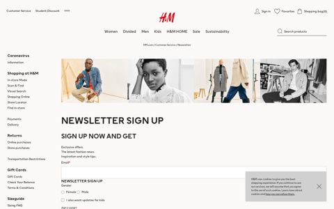 Newsletter | Sign Up Now | H&M US