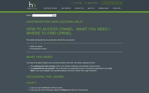 How To Access cPanel - HostMonster