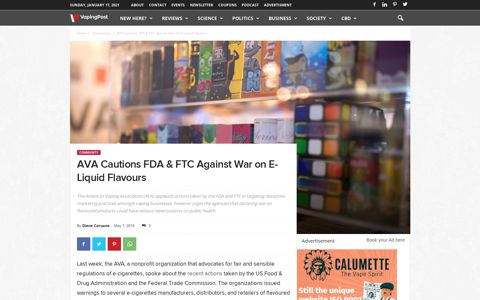 AVA Cautions FDA & FTC Against War on E-Liquid Flavours ...