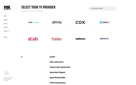 Cable Provider and TV Provider Sign-In | FOX Sports | FOX ...