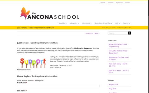 Just Parents - New Preprimary Parent Chat - The Ancona School