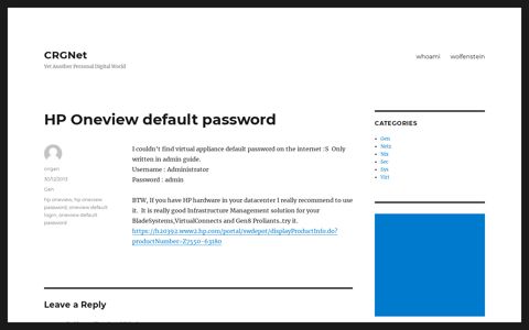HP Oneview default password | CRGNet