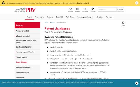 Patent databases - PRV