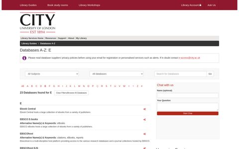 Databases A-Z: E - Library Guides - City, University of London