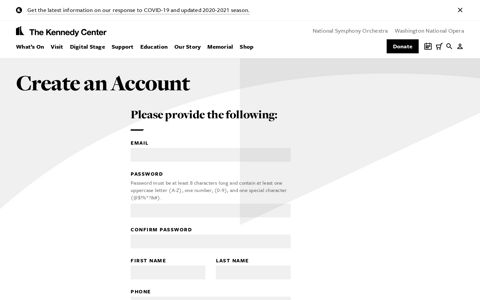Create an Account | Kennedy Center