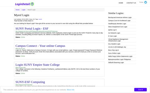 Myesf Login SUNY Portal Login - ESF - http://helpdesk.esf.edu ...