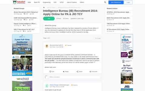 Intelligence Bureau (IB) Recruitment 2014: Apply ... - PaGaLGuY