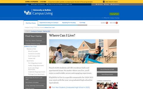 Where Can I Live? - Campus Living - University at Buffalo