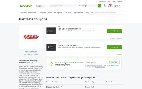 Hardee's Coupons & Promotions December 2020 - Groupon