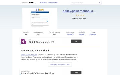 Edkey.powerschool.com website. Student and Parent Sign In.