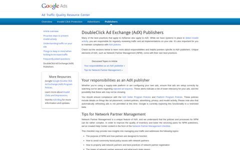 DoubleClick Ad Exchange (AdX) Publishers - Google