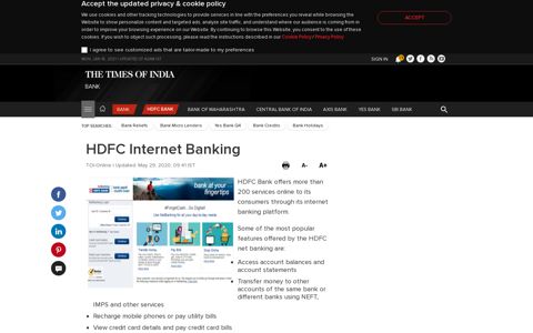 HDFC Internet Banking - Times of India