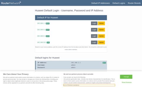 Huawei Default Login - Username, Password and IP Address