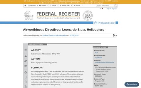 Airworthiness Directives; Leonardo Spa Helicopters - Federal ...