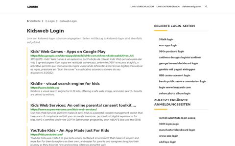 Kidsweb Login | Allgemeine Informationen zur Anmeldung