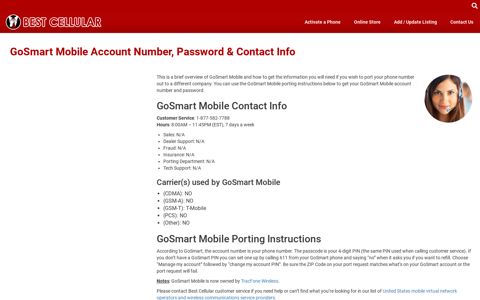GoSmart Mobile Account Number, Password & Contact Info