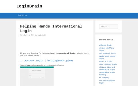 Helping Hands International Account Login | Helpinghands ...