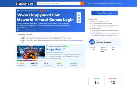 Www Happymeal Com Mcworld Virtual Games Login - Logins-DB