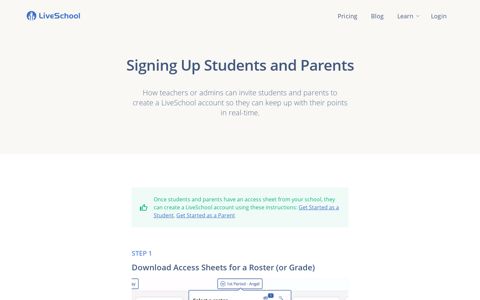 Signing Up Students and Parents - Learn LiveSchool