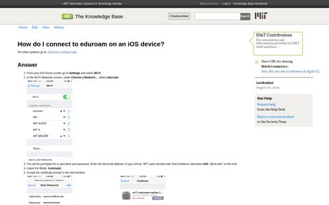 How do I connect to eduroam on an iOS device? - IS&T ...